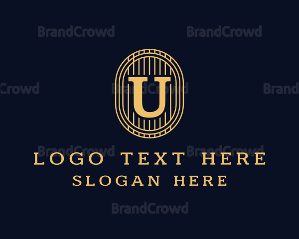 String Instrument Oval Letter U Logo