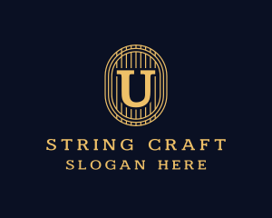 String - String Instrument Oval Letter U logo design