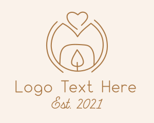 Heart - Brown Love Candle logo design