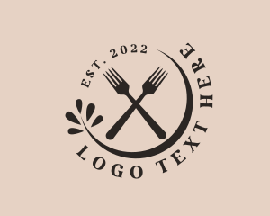 Lunch - Restaurant Fork Cutlery logo design