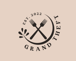 Blue Fork - Restaurant Fork Cutlery logo design