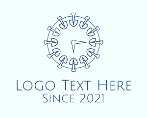 Timepiece - Shovel Clock Outline logo design