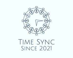 Shovel Clock Outline  logo design