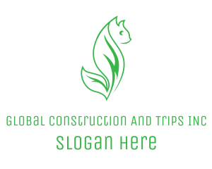 Veterinarian - Green Eco Leaf Cat logo design