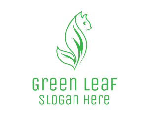 Green Eco Leaf Cat logo design