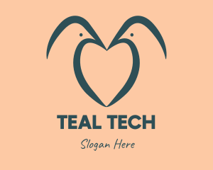 Teal Bird Heart logo design