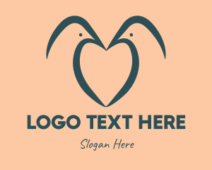 Pigeon - Teal Bird Heart logo design
