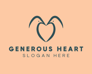 Teal Bird Heart logo design