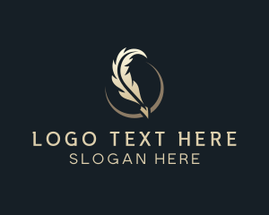 Quill - Crescent Feather Calligraphy logo design
