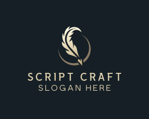 Screenwriter - Crescent Feather Calligraphy logo design