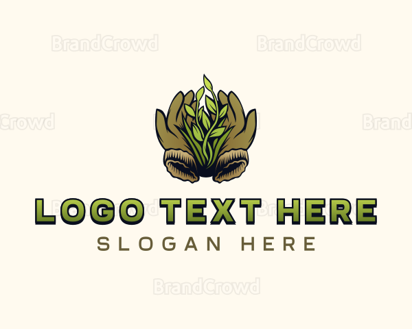 Farm Gloves Plant Logo