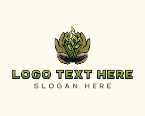 Farm Gloves Plant Logo