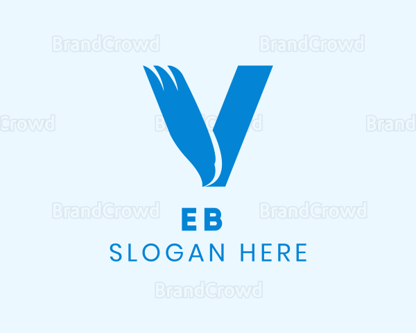 Blue Eagle Letter V Logo