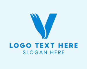 Flying - Blue Eagle Letter V logo design