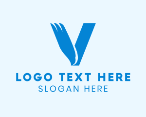 Blue Eagle Letter V Logo