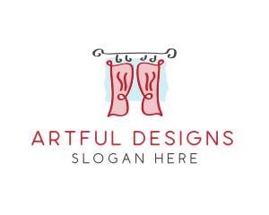 Red Window Curtains logo design