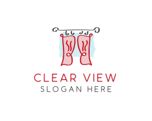 Red Window Curtains logo design