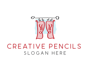 Red Window Curtains logo design