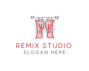 Red Window Curtains logo design