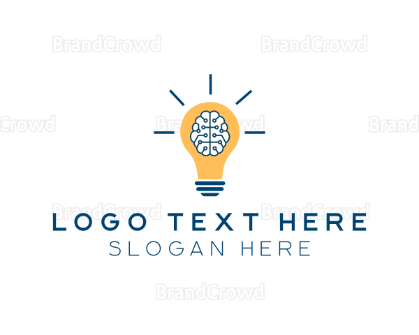 Brain Idea Light Bulb Logo