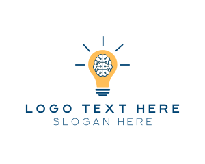 Intelligence - Brain Idea Light Bulb logo design