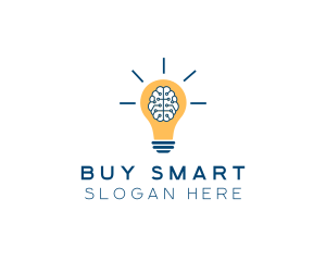 Brain Idea Light Bulb logo design