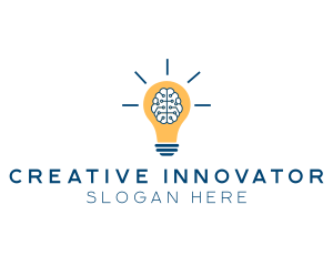 Inventor - Brain Idea Light Bulb logo design