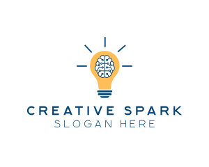 Inspiration - Brain Idea Light Bulb logo design