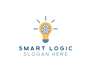 Logic - Brain Idea Light Bulb logo design