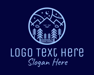 Trekking - Night Forest Mountain logo design