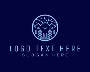 Forestry - Night Forest Mountain logo design