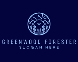 Night Forest Mountain logo design