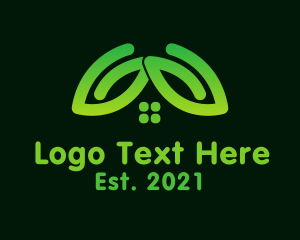 Cabin - Green Eco Leaf Home logo design