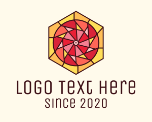 Cameraman - Stained Glass Circle Hexagon logo design