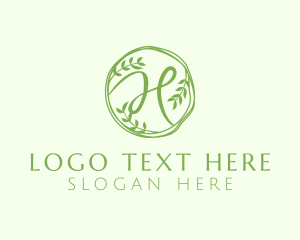 Twigs - Green Herbal Letter H logo design