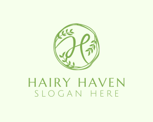 Green Herbal Letter H logo design