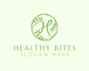 Green Herbal Letter H logo design