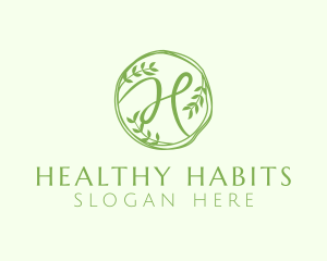 Green Herbal Letter H logo design