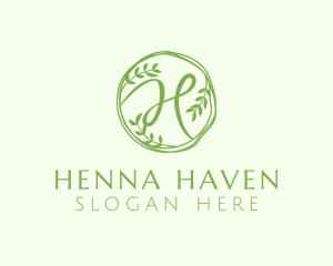 Green Herbal Letter H logo design