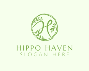 Green Herbal Letter H logo design