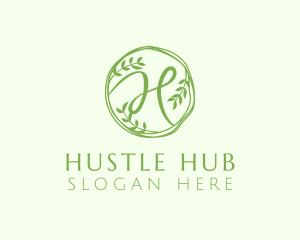 Green Herbal Letter H logo design