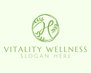Healthy Lifestyle - Green Herbal Letter H logo design