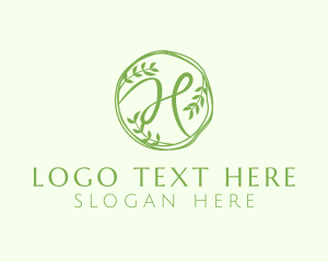 Twig - Green Herbal Letter H logo design