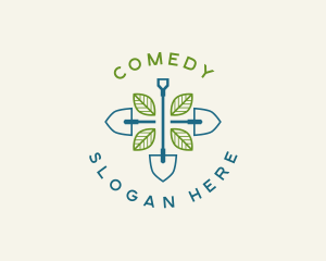 Maintenance Soil - Organic Shovel Leaf logo design