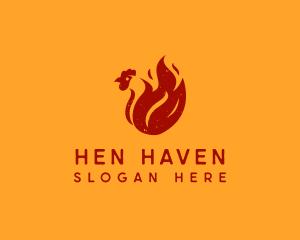 Hen - Fire Chicken Barbecue logo design