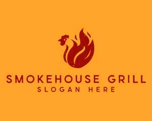 Barbecue - Fire Chicken Barbecue logo design