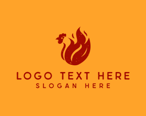 Heat - Fire Chicken Barbecue logo design