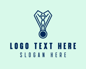 Win - Modern Blue Medal logo design