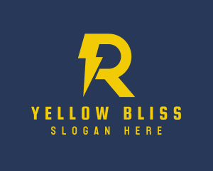 Yellow - Yellow Thunderbolt Letter R logo design