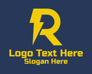Zeus - Yellow Thunderbolt Letter R logo design